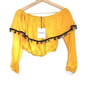 NWT glamorous crop top golden yellow bauble sexy